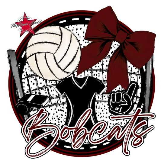 Bobcats Circle Volleyball Design-Maroon