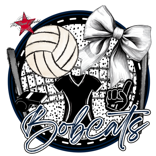 Bobcats Circle Volleyball Design-Navy
