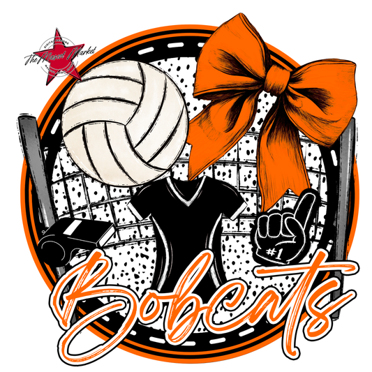 Bobcats Circle Volleyball Design-Orange