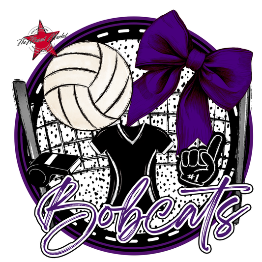 Bobcats Circle Volleyball Design-Purple