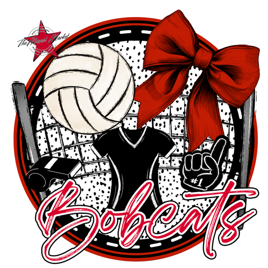 Bobcats Circle Volleyball Design-Red