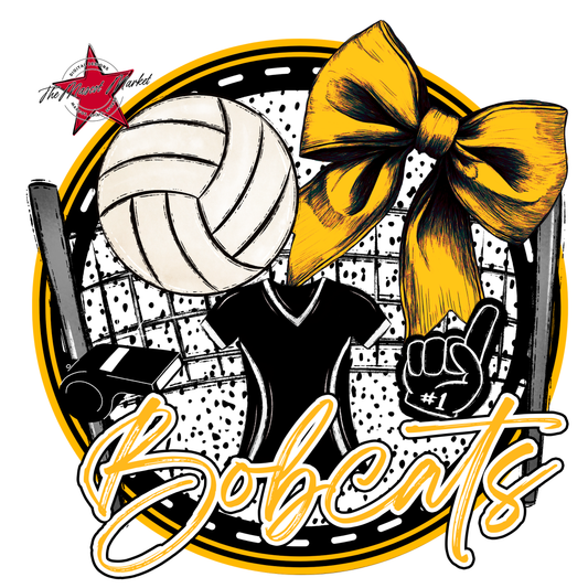 Bobcats Circle Volleyball Design-Yellow