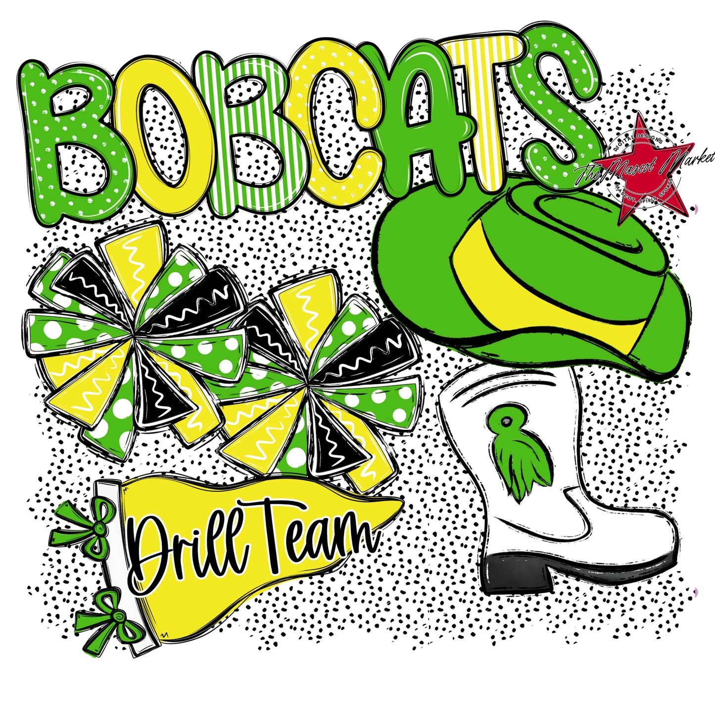 Bobcats Drillteam Spirit-Bright Green & Bright Yellow