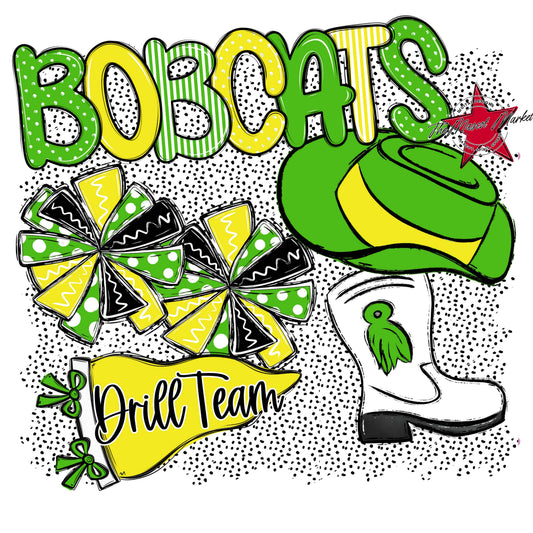 Bobcats Drillteam Spirit-Bright Green & Bright Yellow