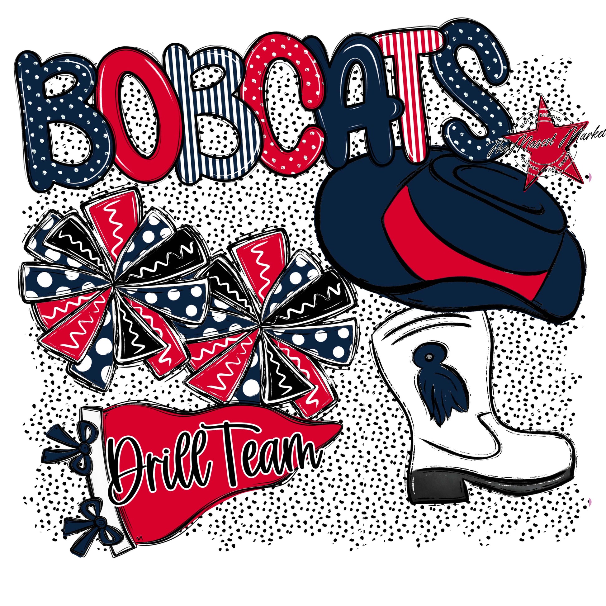 Bobcats Drillteam Spirit-Navy & Red