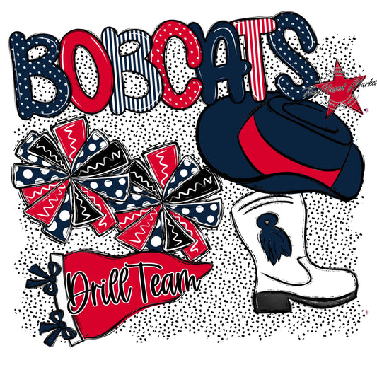 Bobcats Drillteam Spirit-Navy & Red