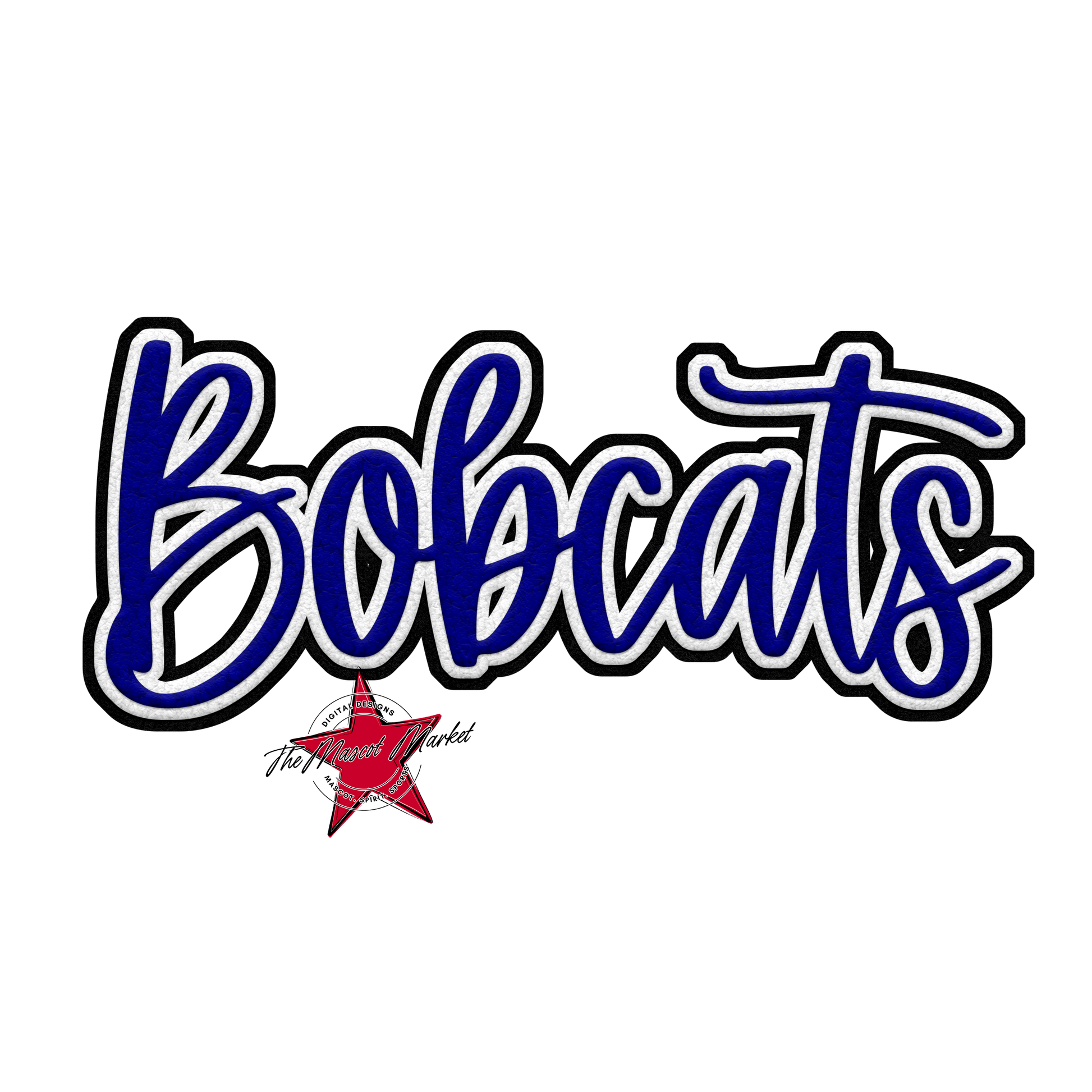 Bobcats Faux Chenille Patch-Blue