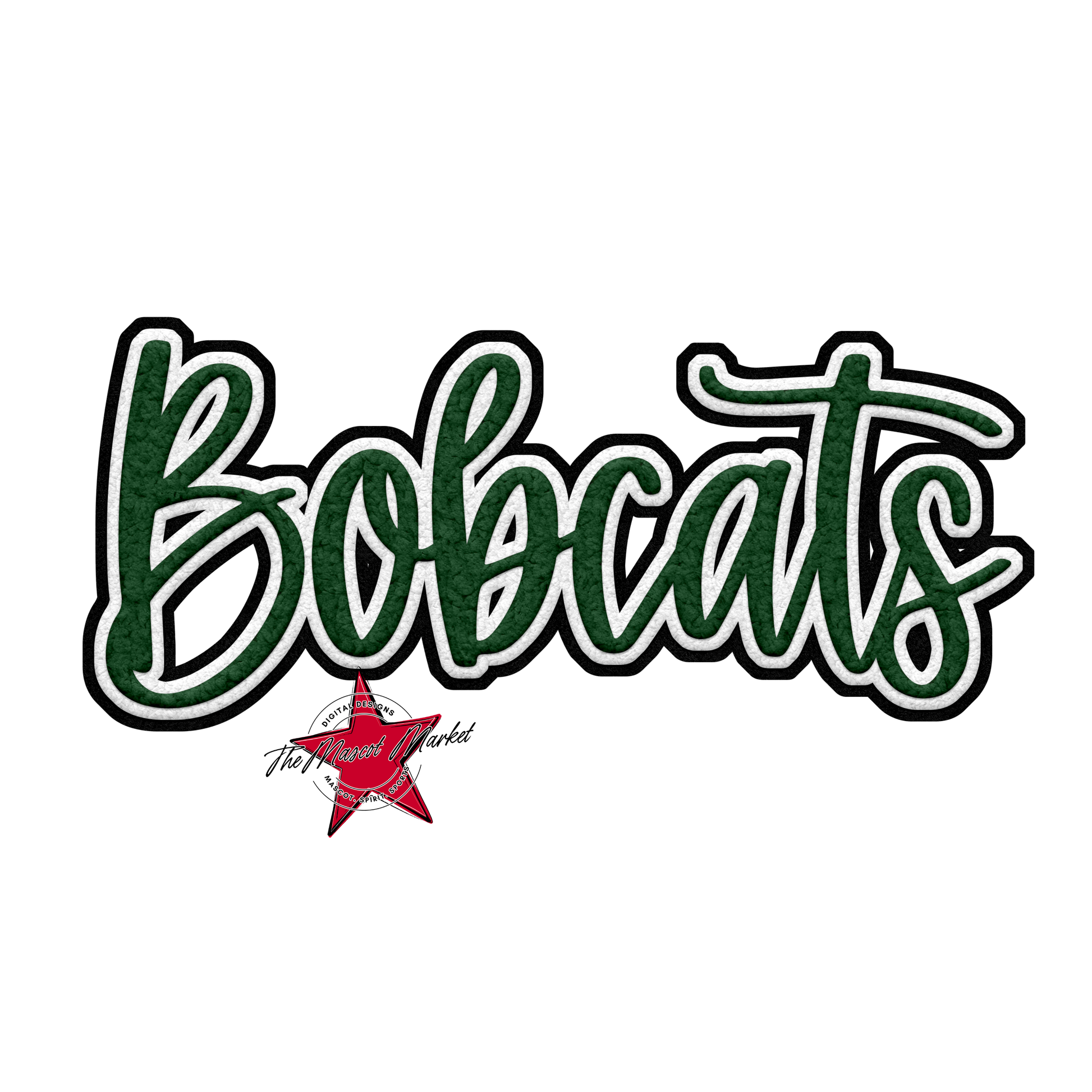 Bobcats Faux Chenille Patch-Green