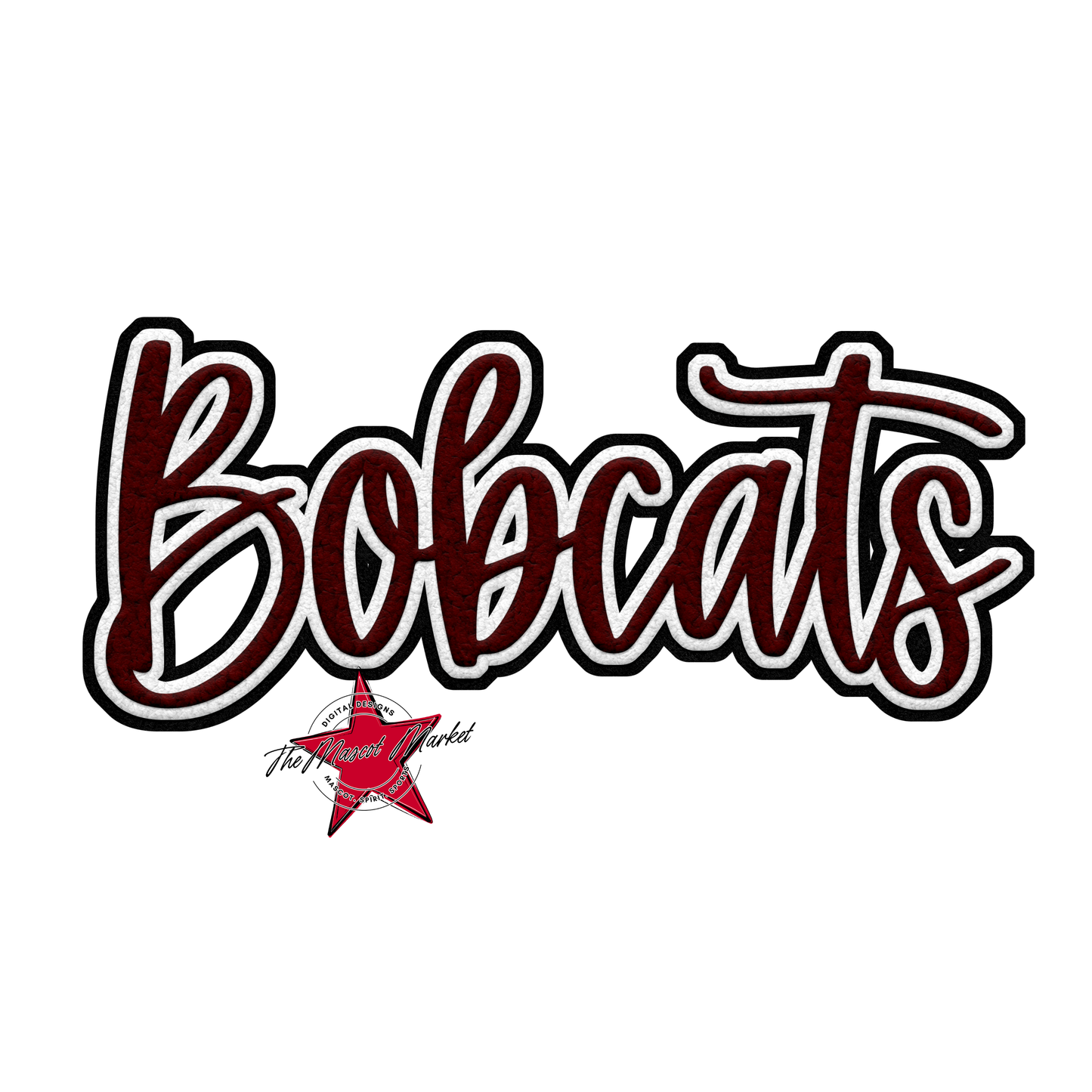 Bobcats Faux Chenille Patch-Maroon