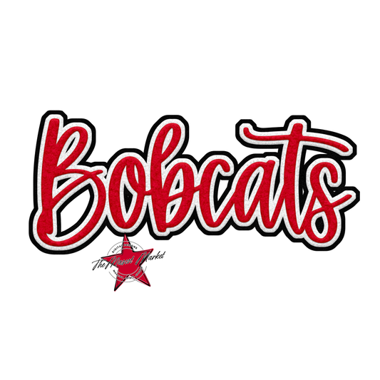 Bobcats Faux Chenille Patch-Red