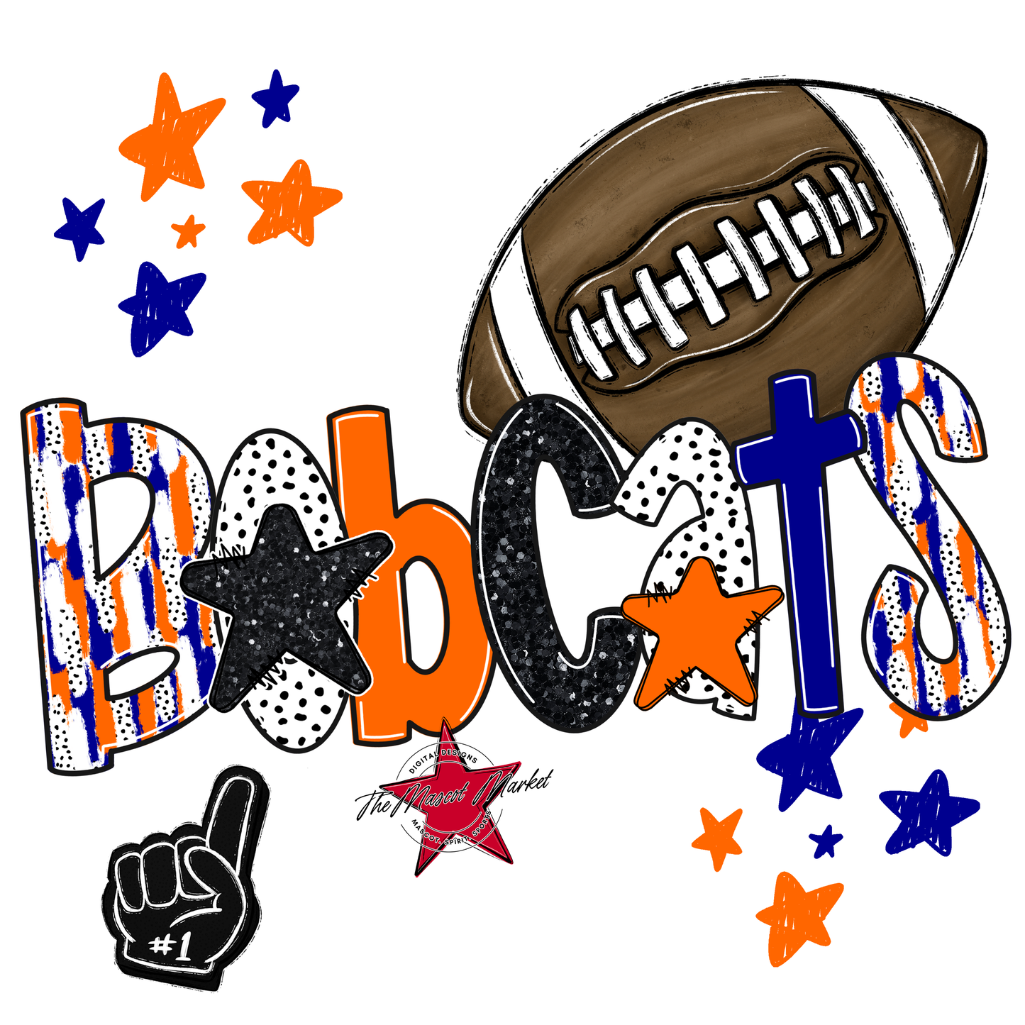 Bobcats Football Scrape-Blue-Orange