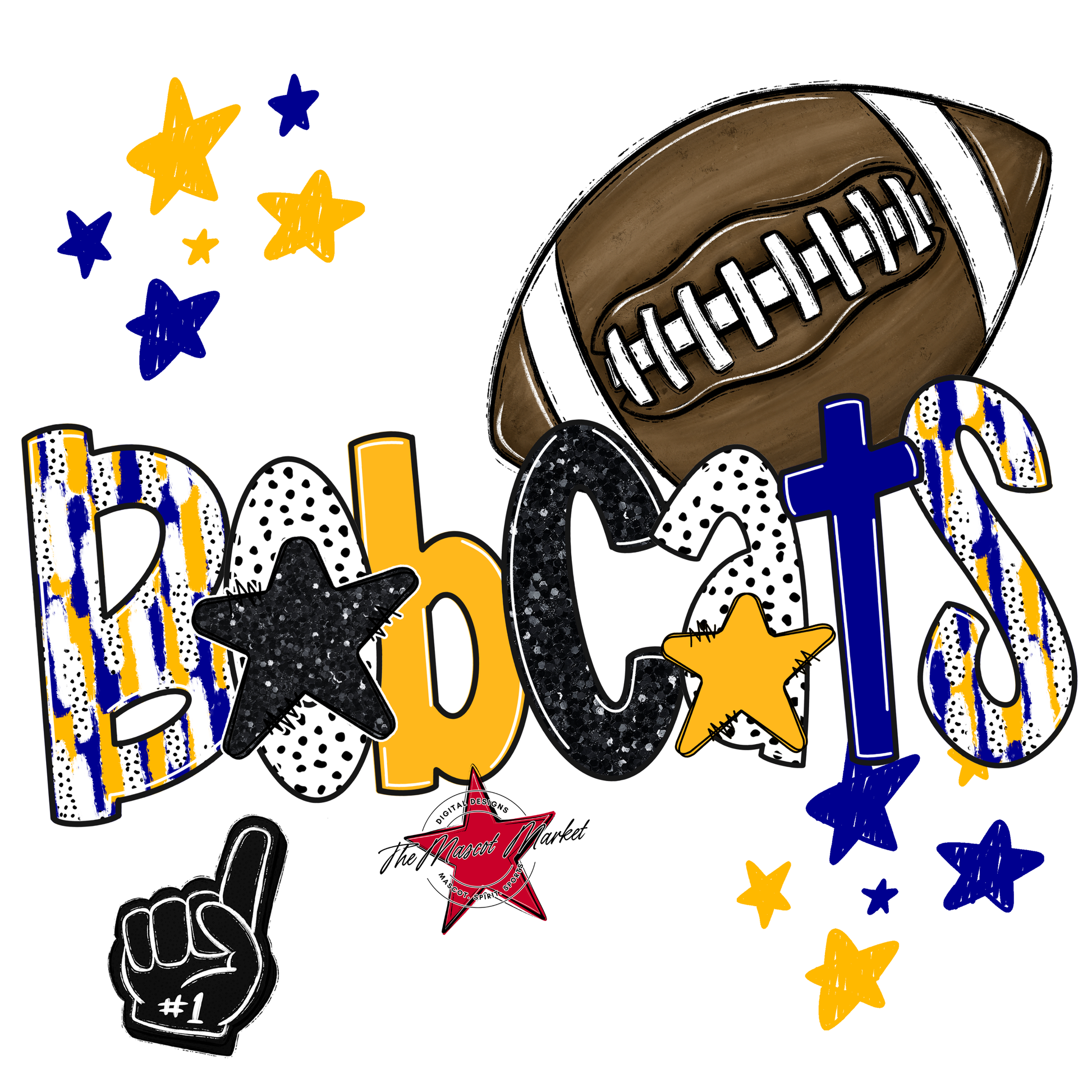 Bobcats Football Scrape-Blue-Yellow