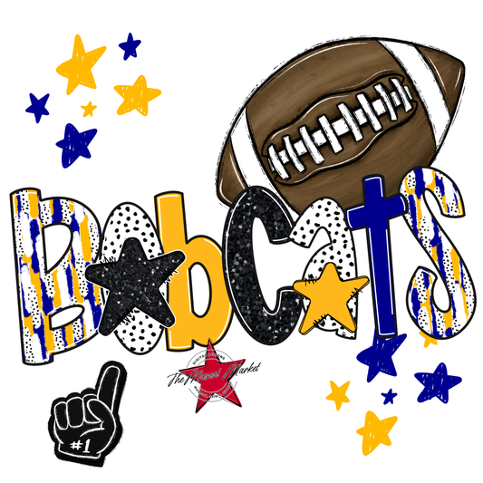 Bobcats Football Scrape-Blue-Yellow