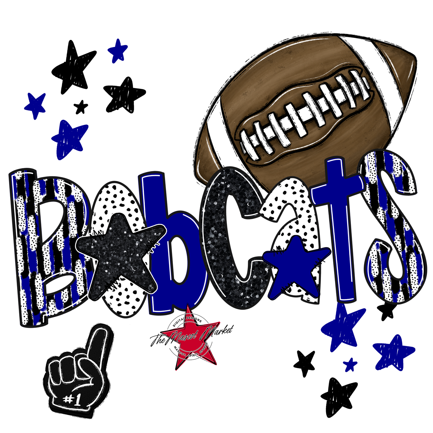 Bobcats Football Scrape-Blue