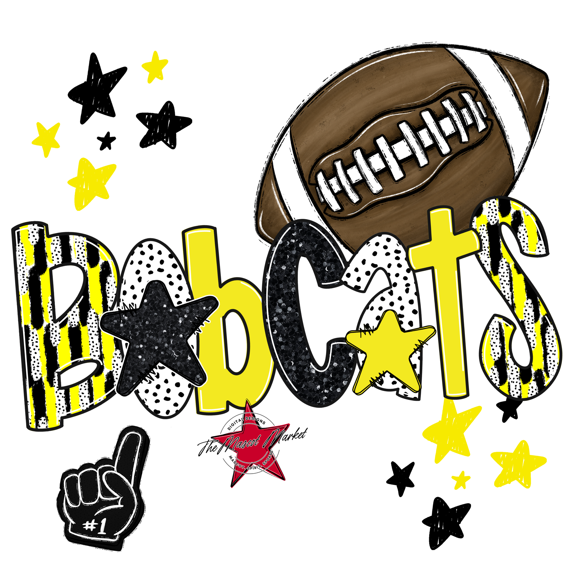 Bobcats Football Scrape-Bright Yellow