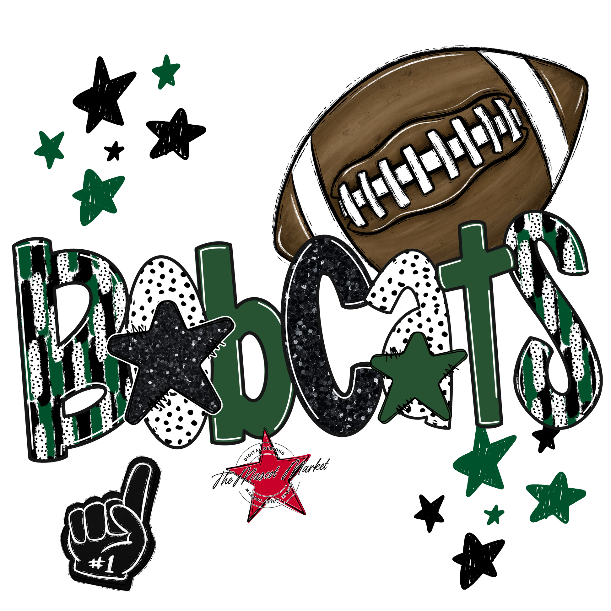 Bobcats Football Scrape-Green