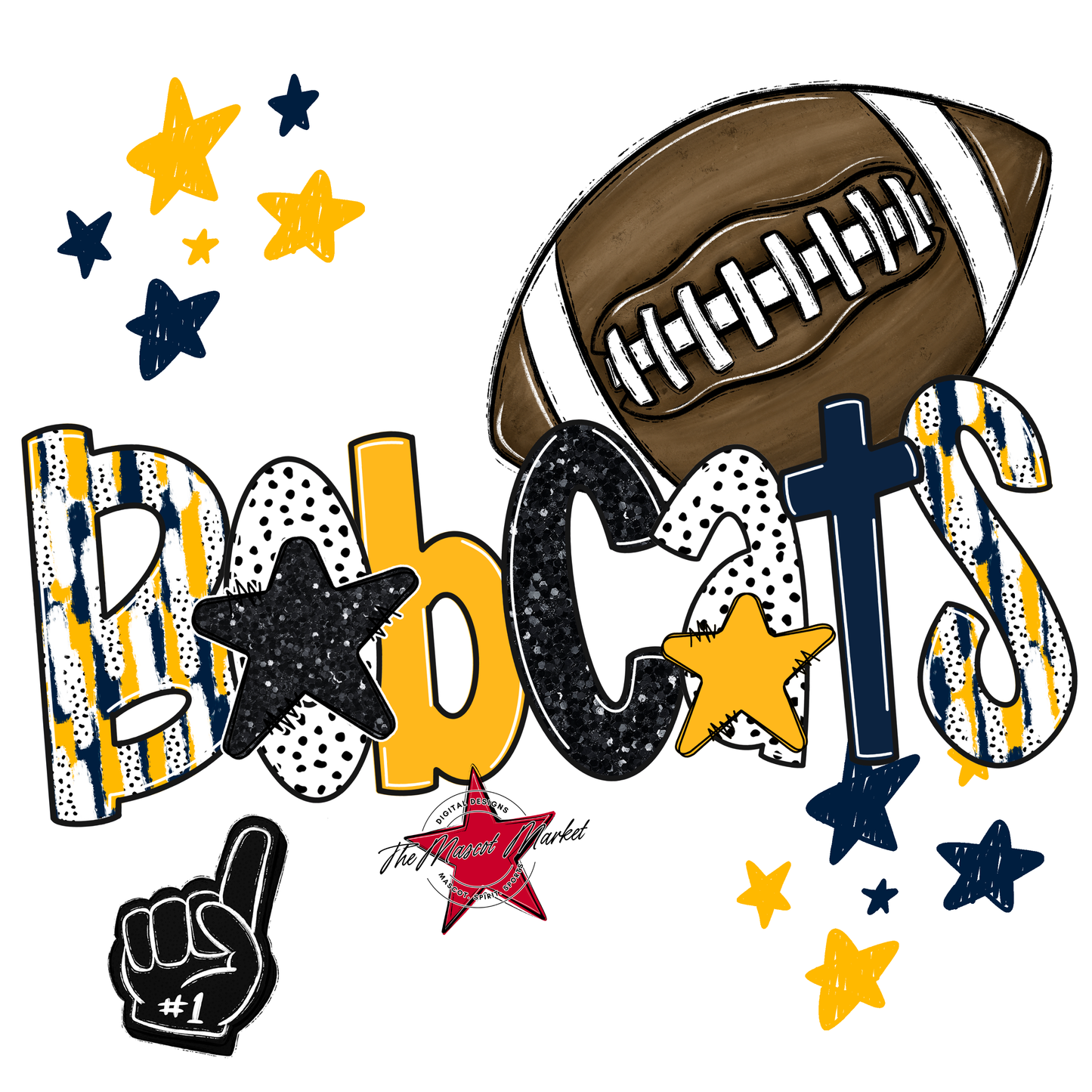 Bobcats Football Scrape-Navy-Yellow