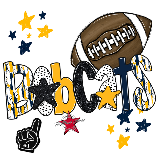 Bobcats Football Scrape-Navy-Yellow