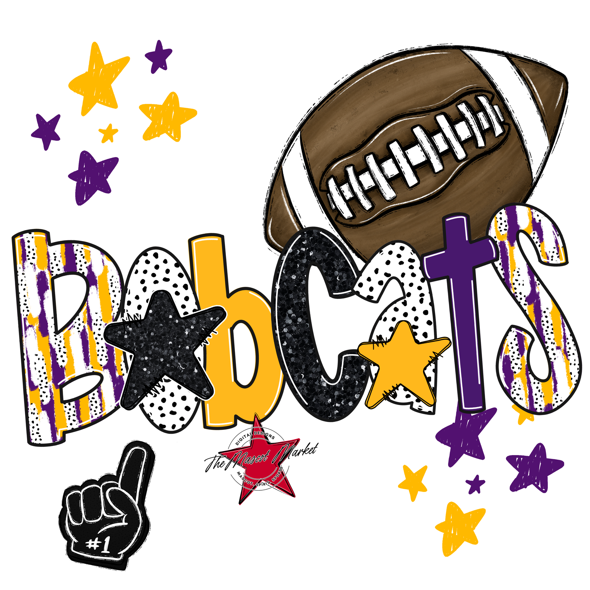 Bobcats Football Scrape-Purple-Yellow