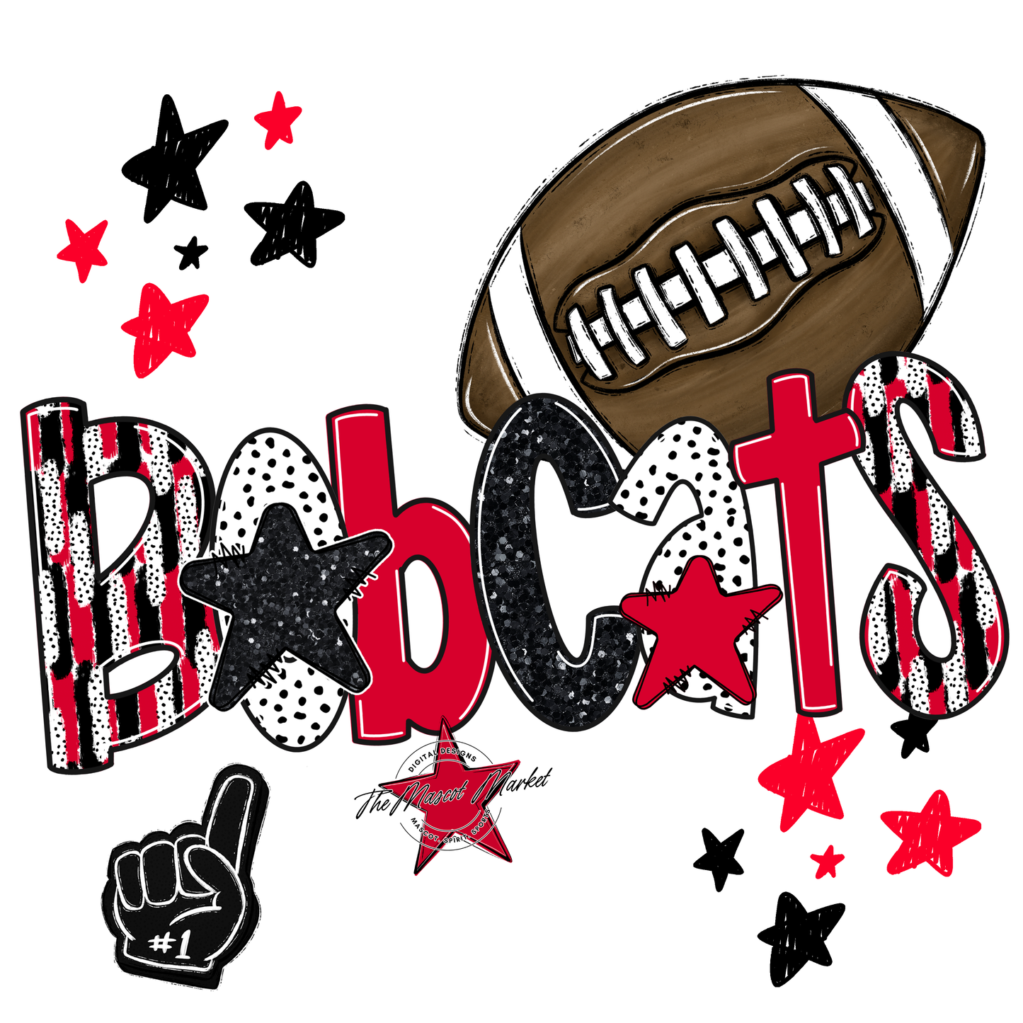 Bobcats Football Scrape-Red