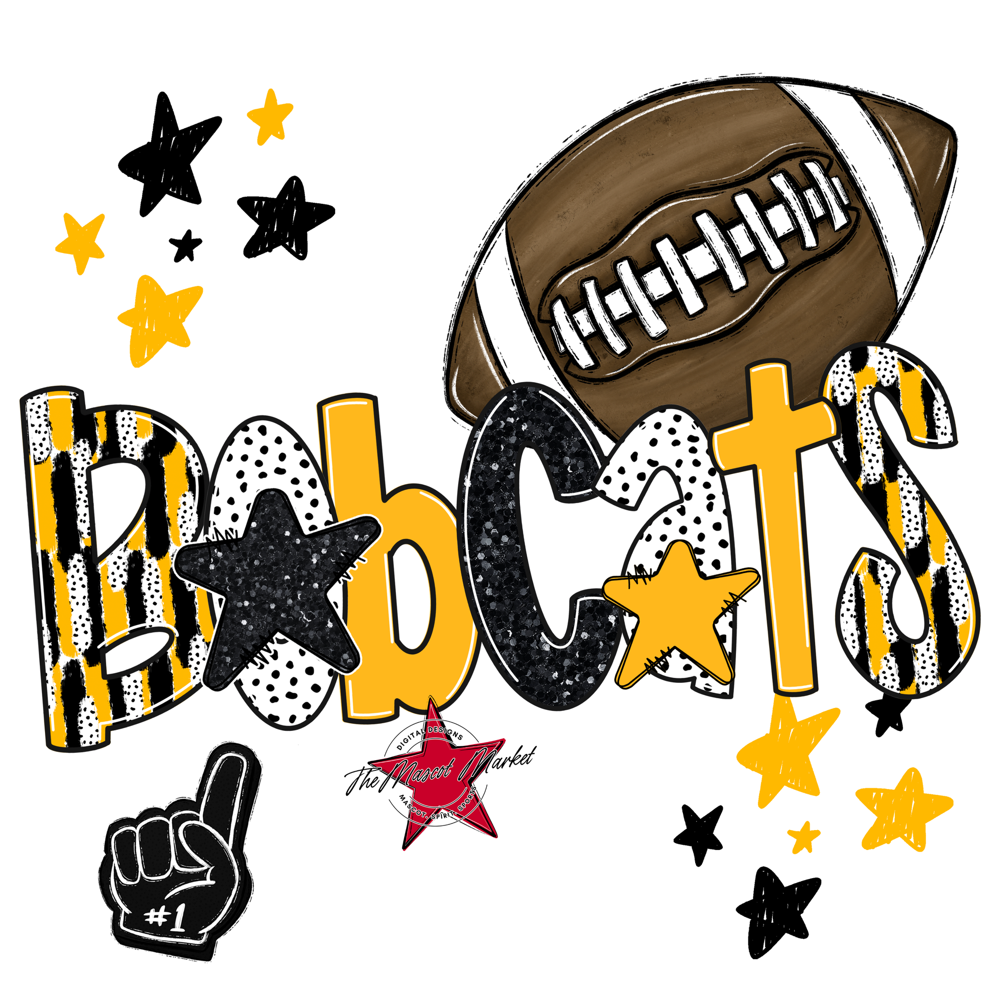 Bobcats Football Scrape-Yellow