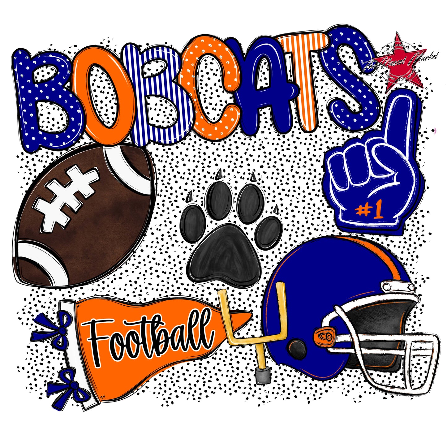 Bobcats Football Spirit-Blue & Orange