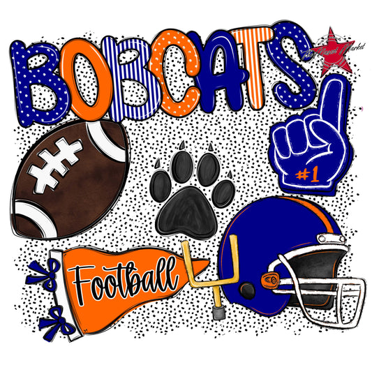 Bobcats Football Spirit-Blue & Orange