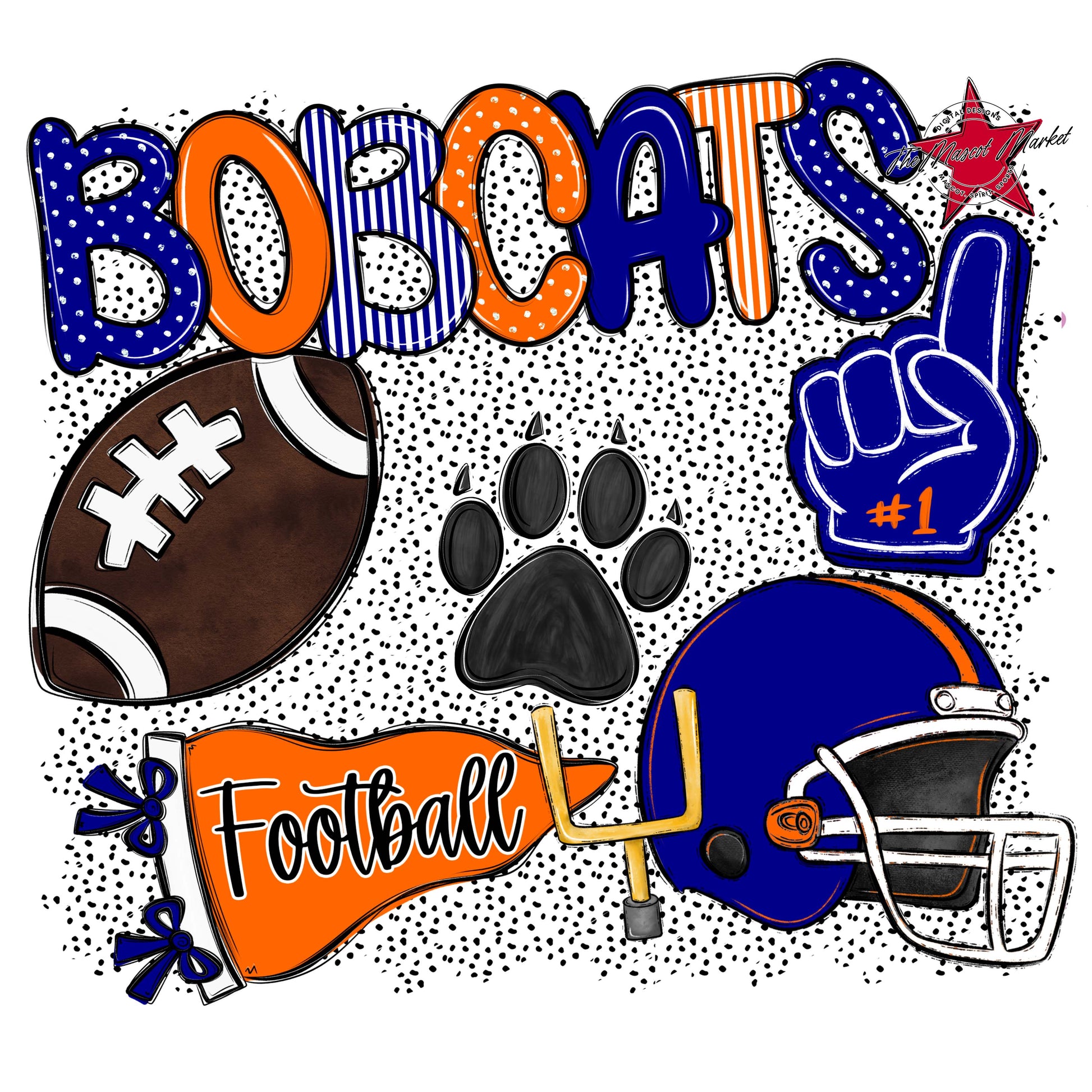 Bobcats Football Spirit-Blue & Orange