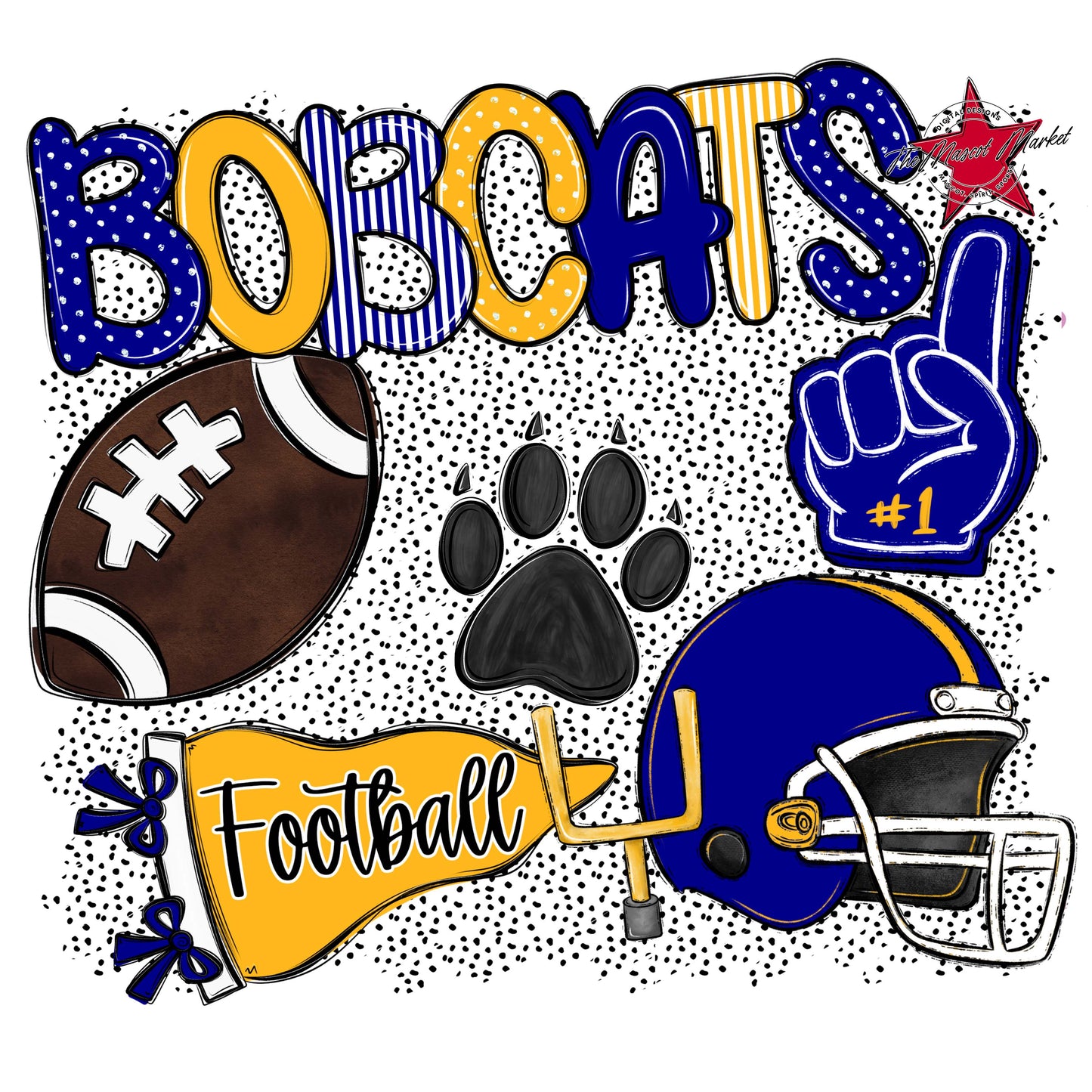 Bobcats Football Spirit-Blue & Yellow