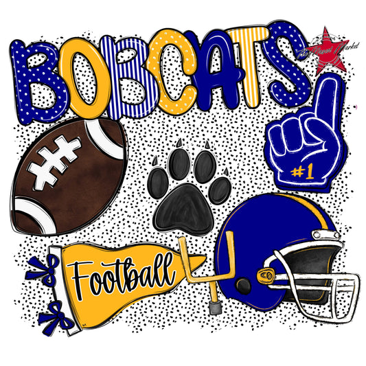 Bobcats Football Spirit-Blue & Yellow