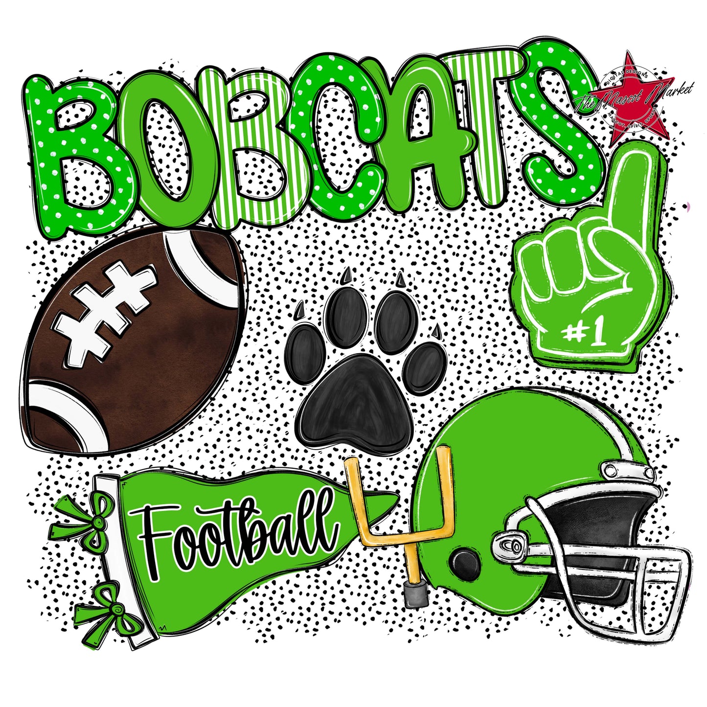 Bobcats Football Spirit-Bright Green