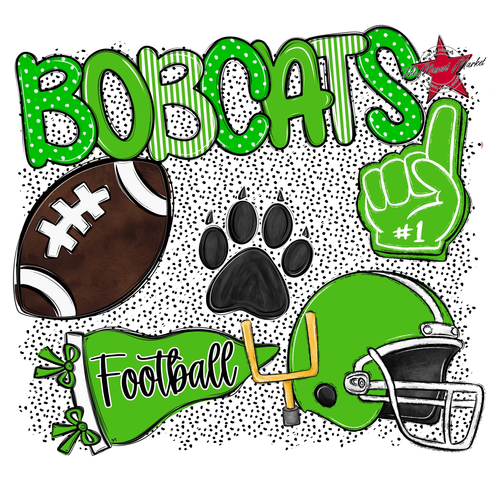 Bobcats Football Spirit-Bright Green