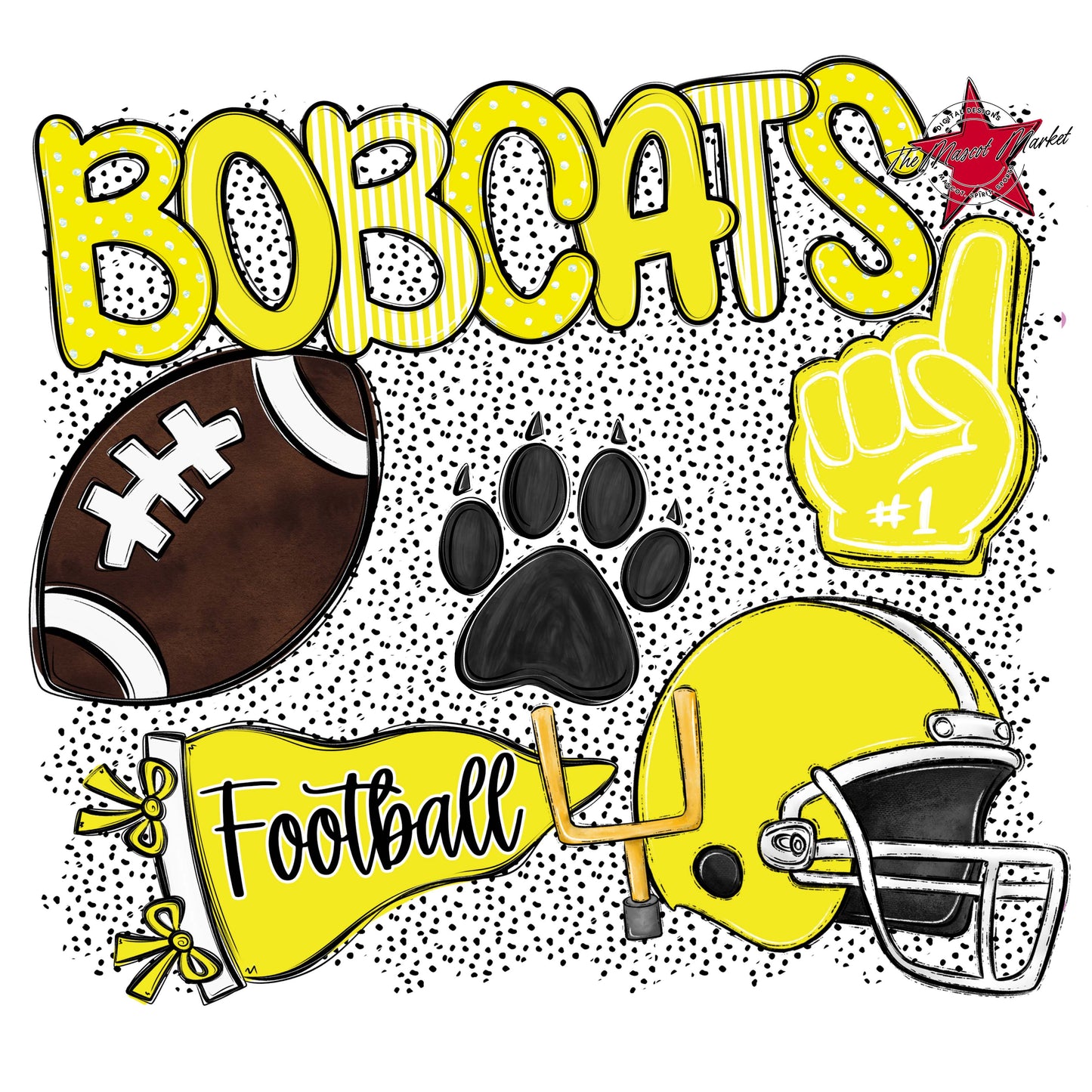 Bobcats Football Spirit-Bright Yellow