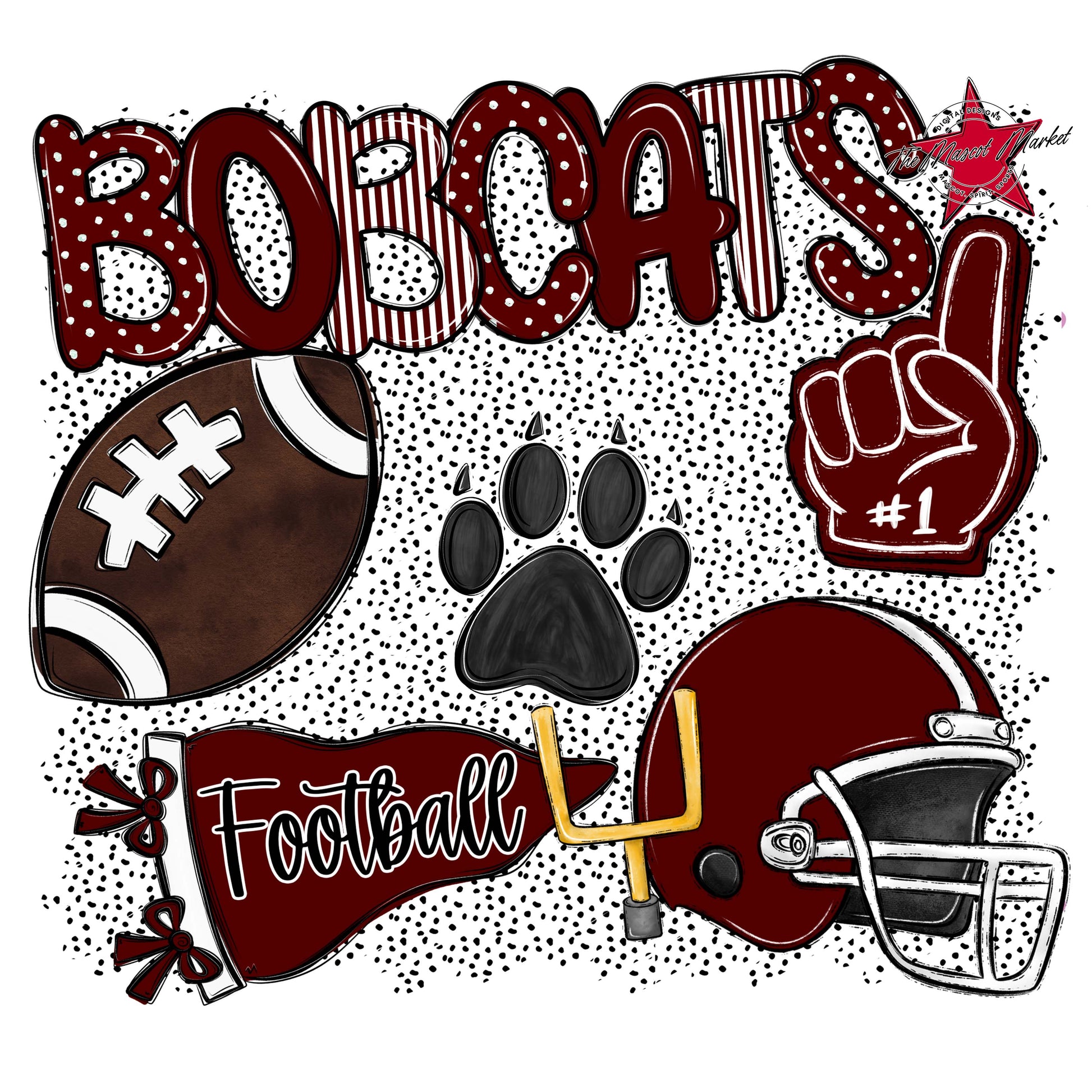 Bobcats Football Spirit-Maroon