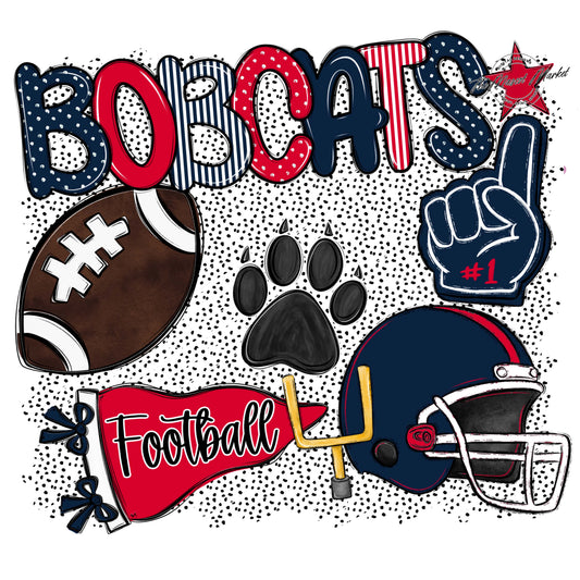 Bobcats Football Spirit-Navy & Red