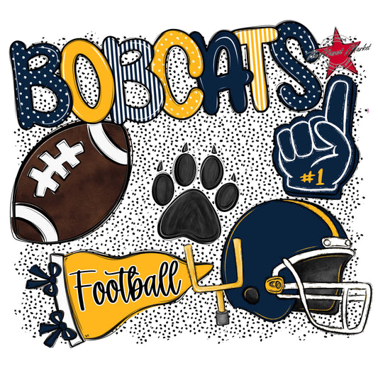 Bobcats Football Spirit-Navy & Yellow