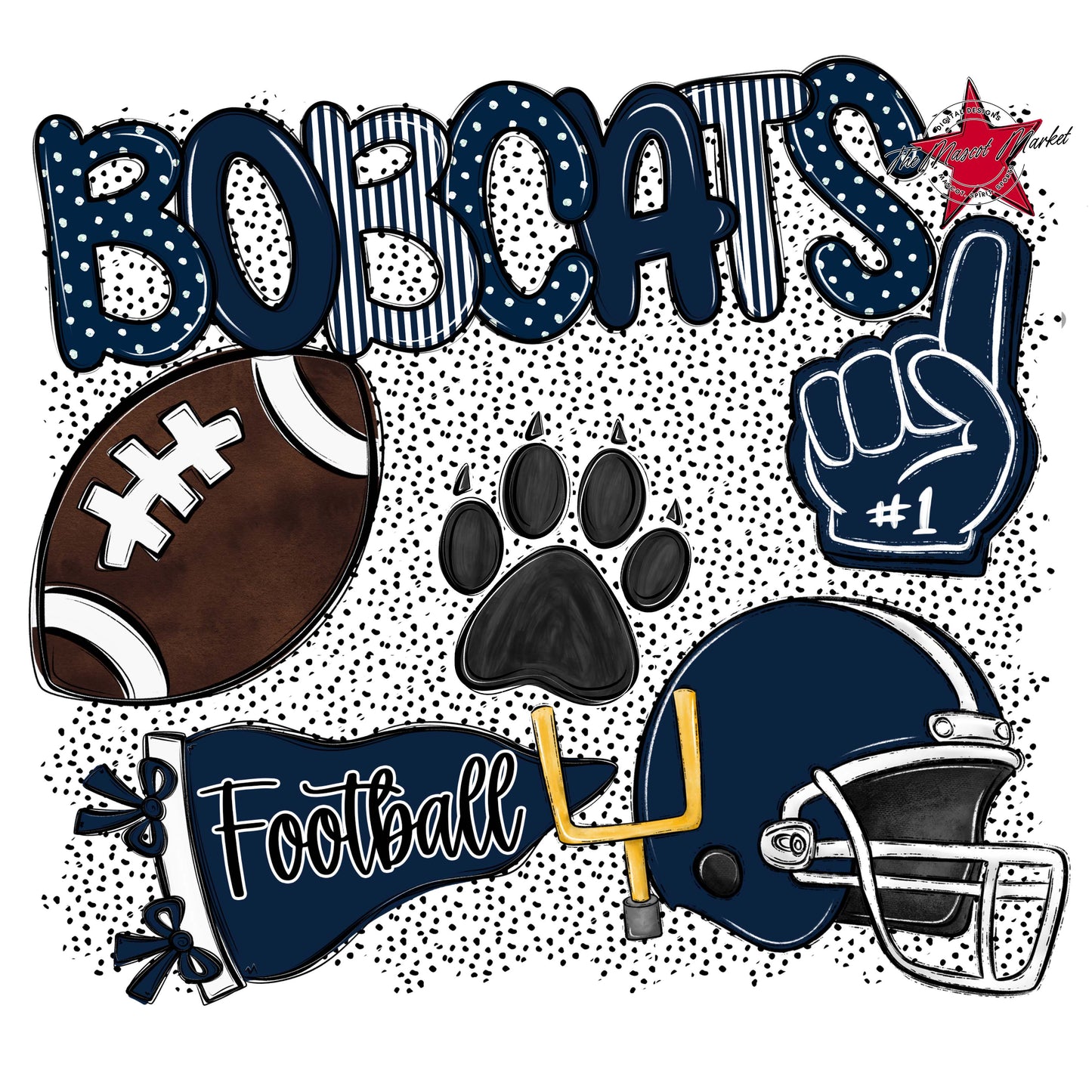 Bobcats Football Spirit-Navy