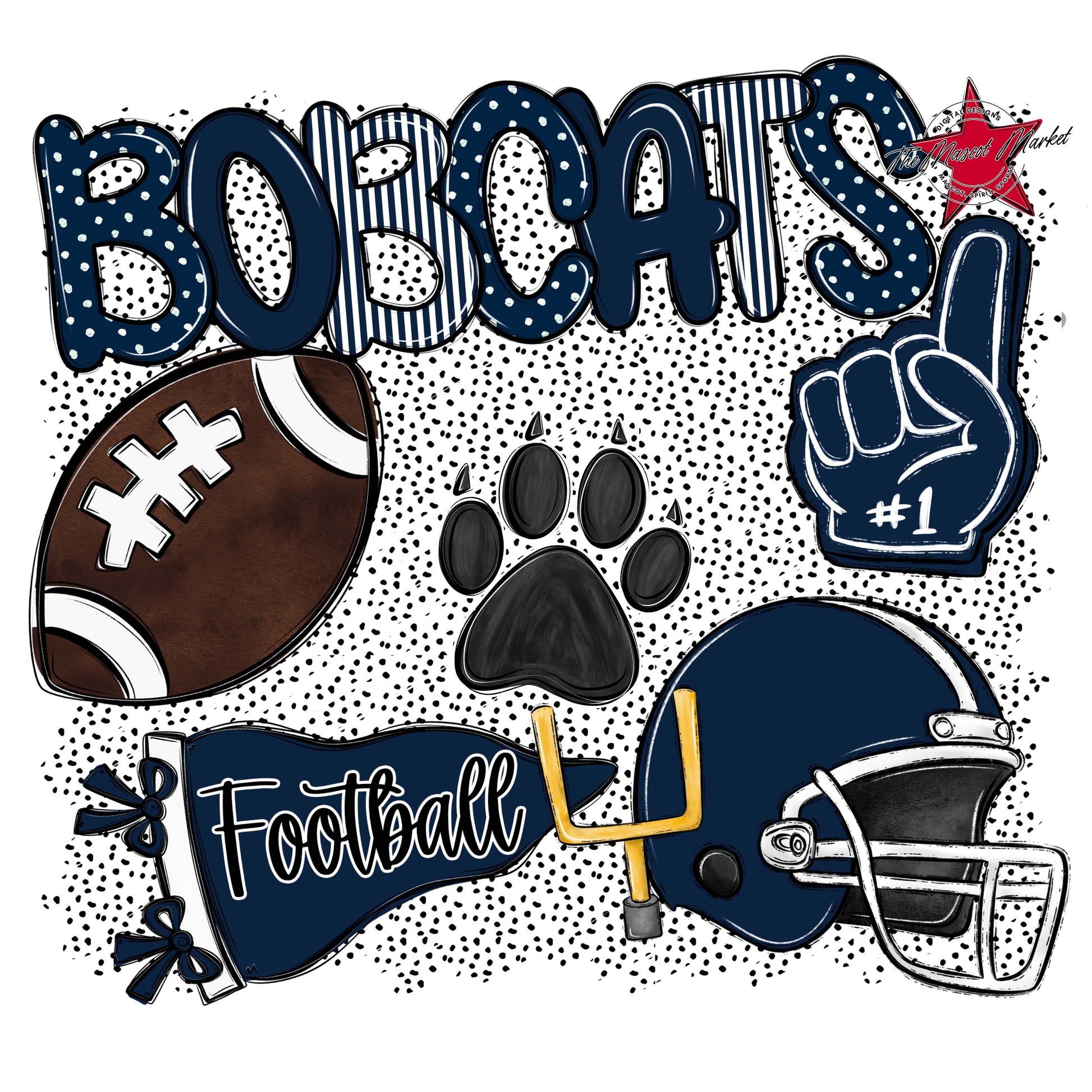 Bobcats Football Spirit-Navy