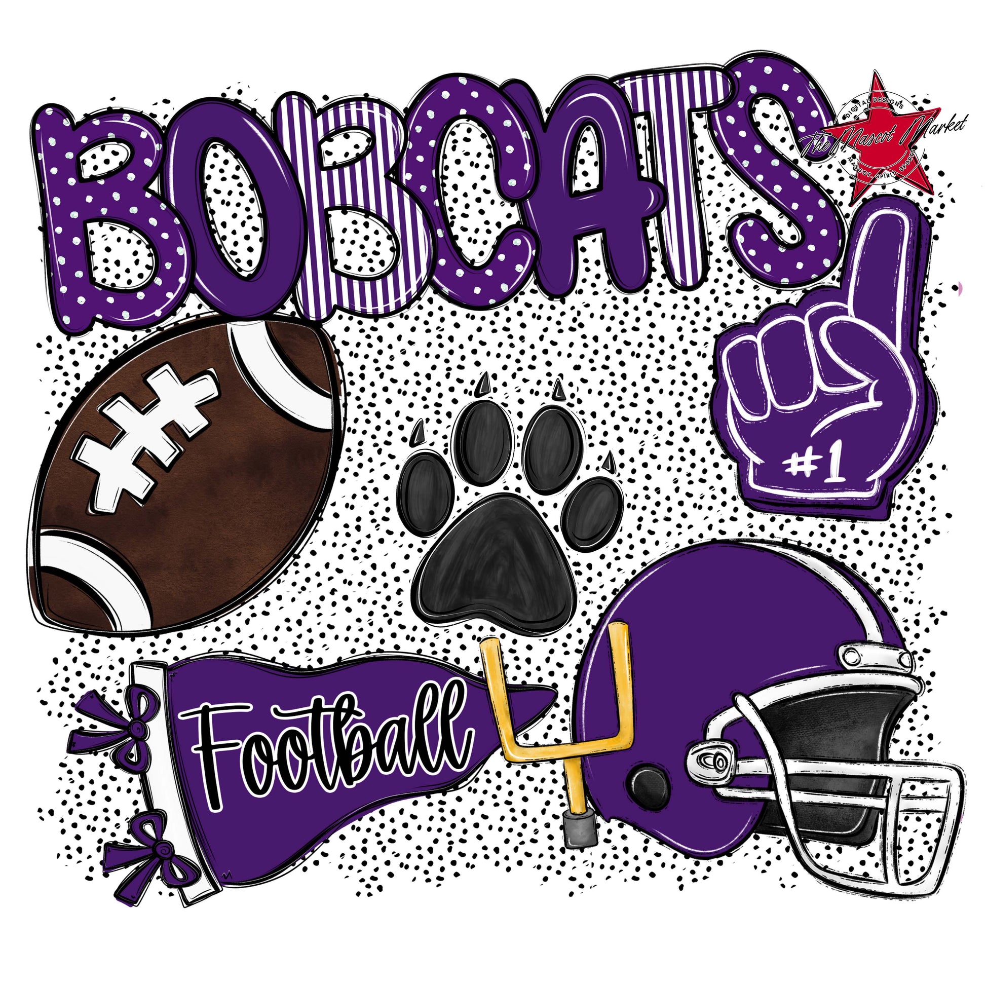 Bobcats Football Spirit-Purple