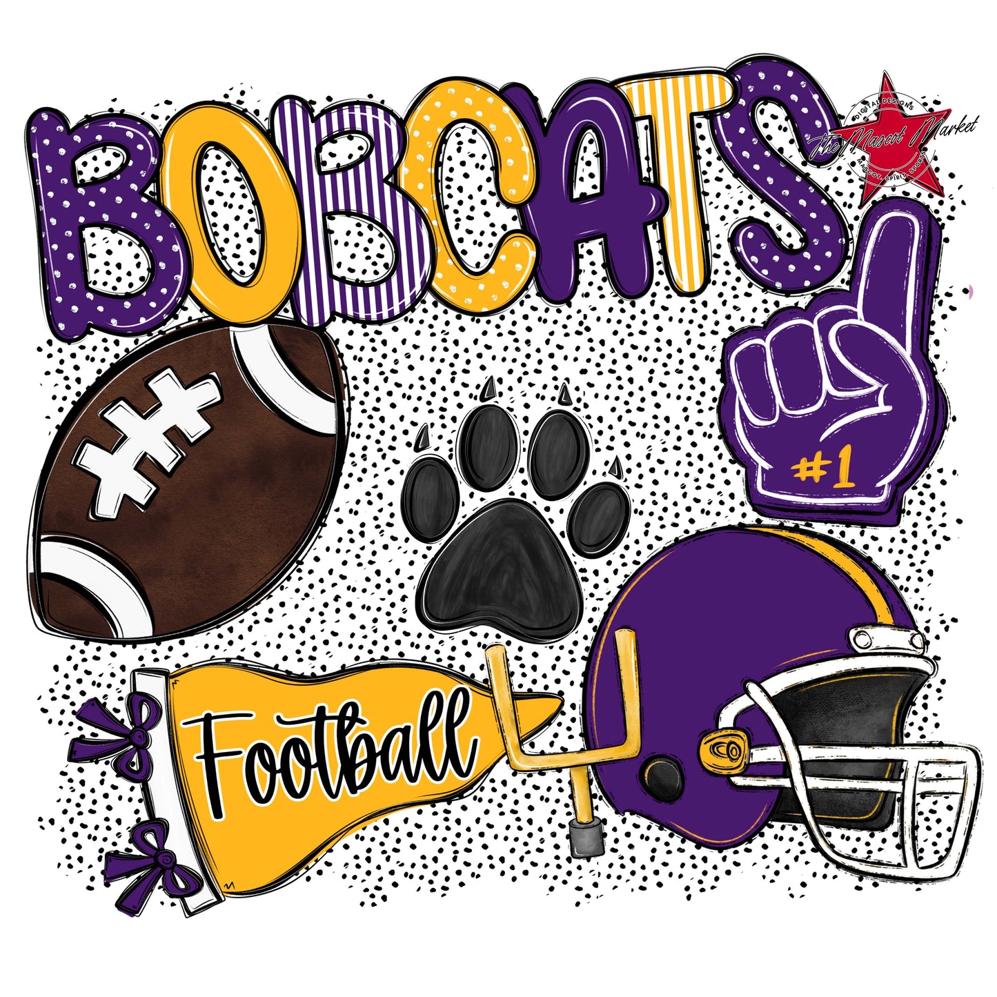 Bobcats Football Spirit-Purple & Yellow