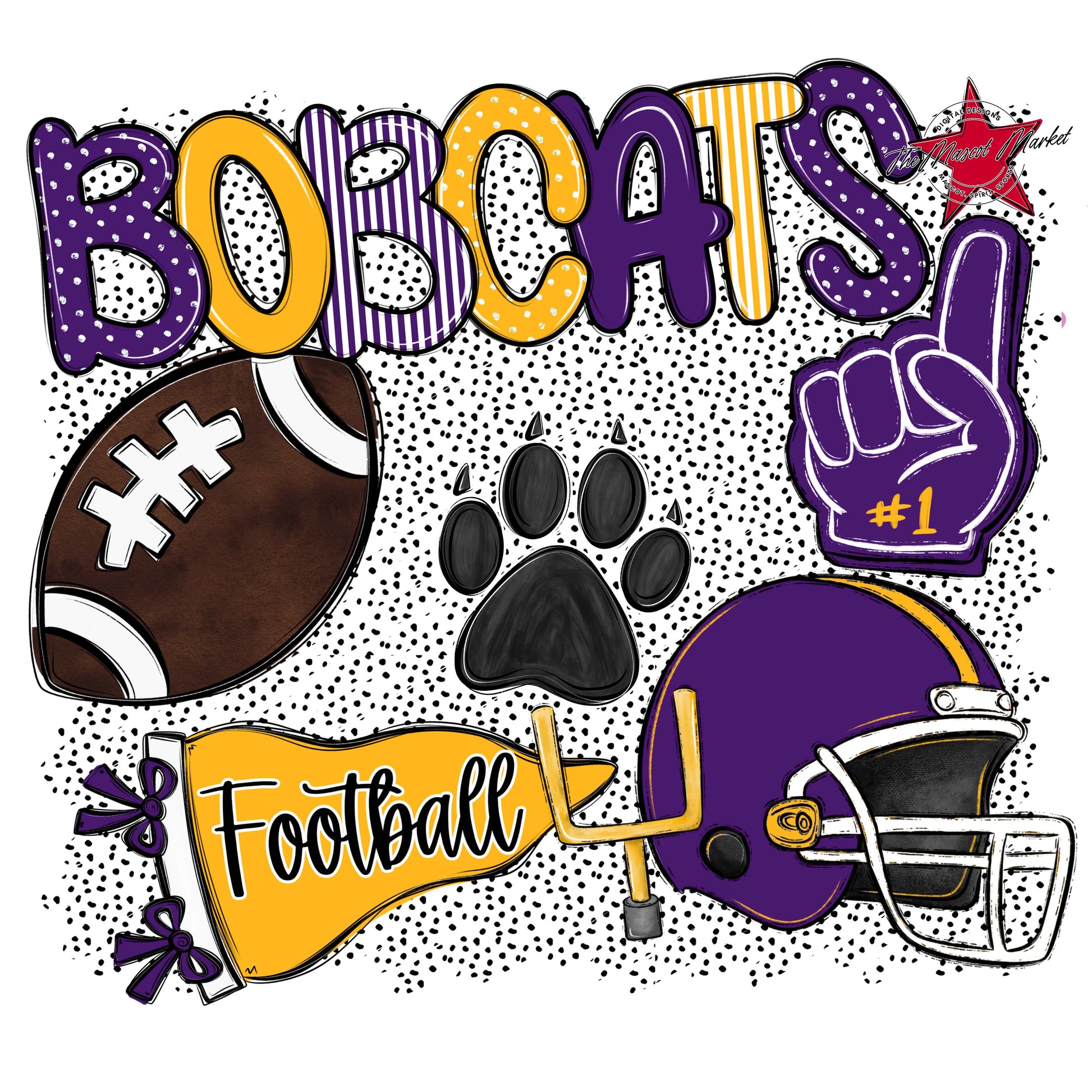 Bobcats Football Spirit-Purple & Yellow