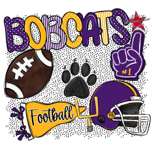 Bobcats Football Spirit-Purple & Yellow
