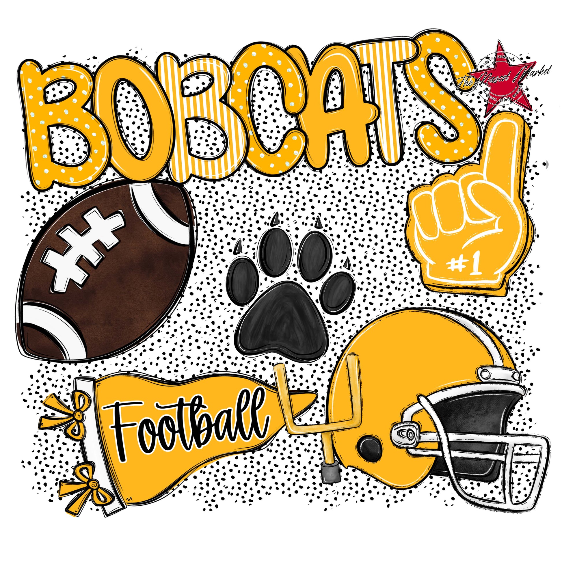 Bobcats Football Spirit-Yellow