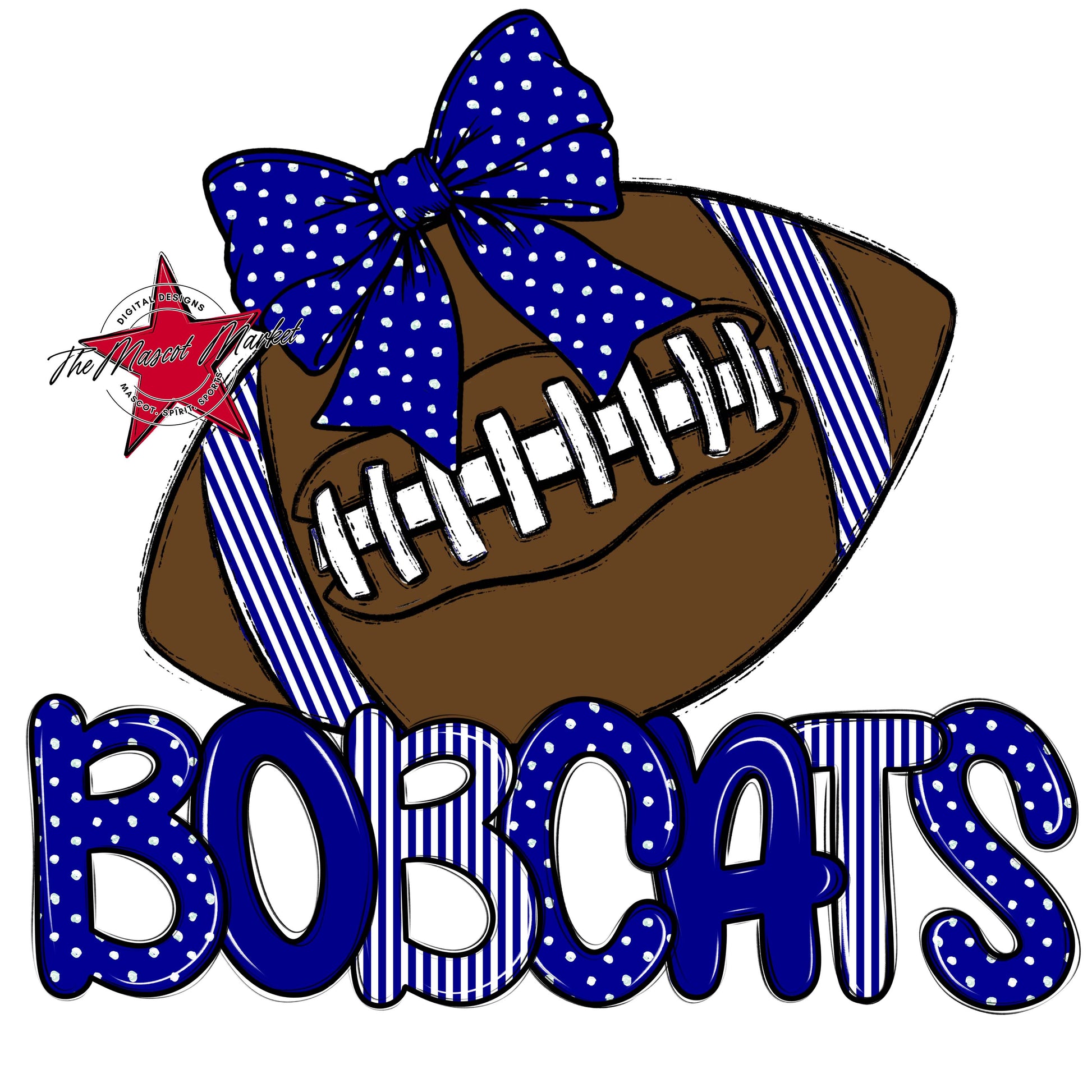 Bobcats Football Spirit Design-Blue