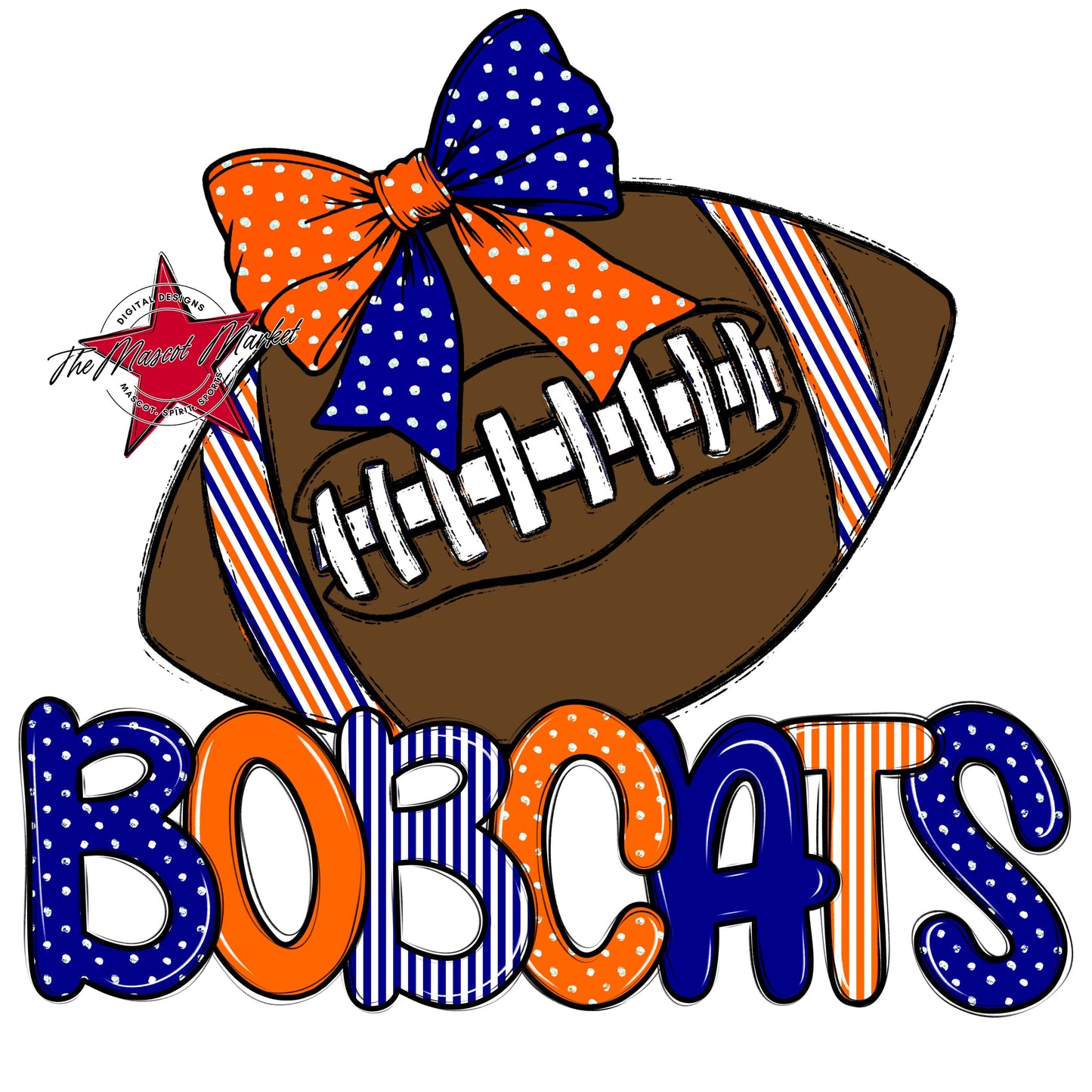 Bobcats Football Spirit Design-Blue & Orange