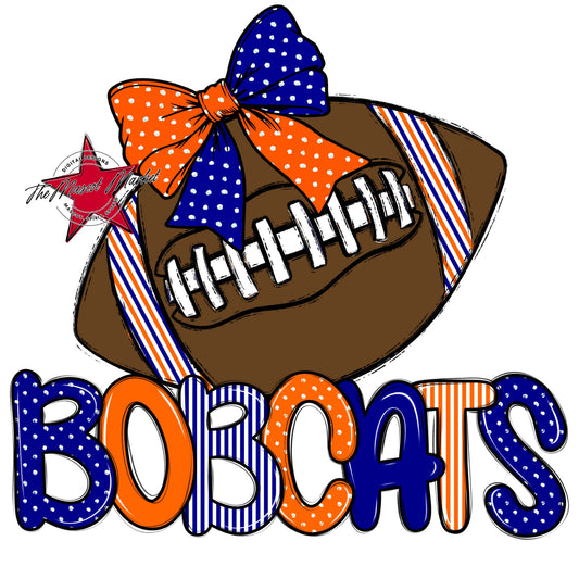 Bobcats Football Spirit Design-Blue & Orange