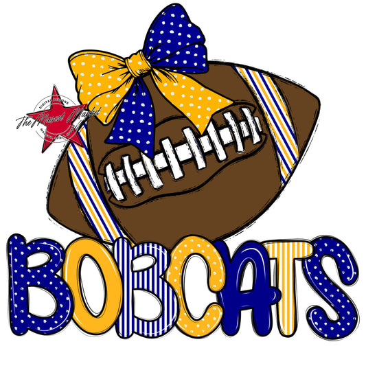 Bobcats Football Spirit Design-Blue & Yellow