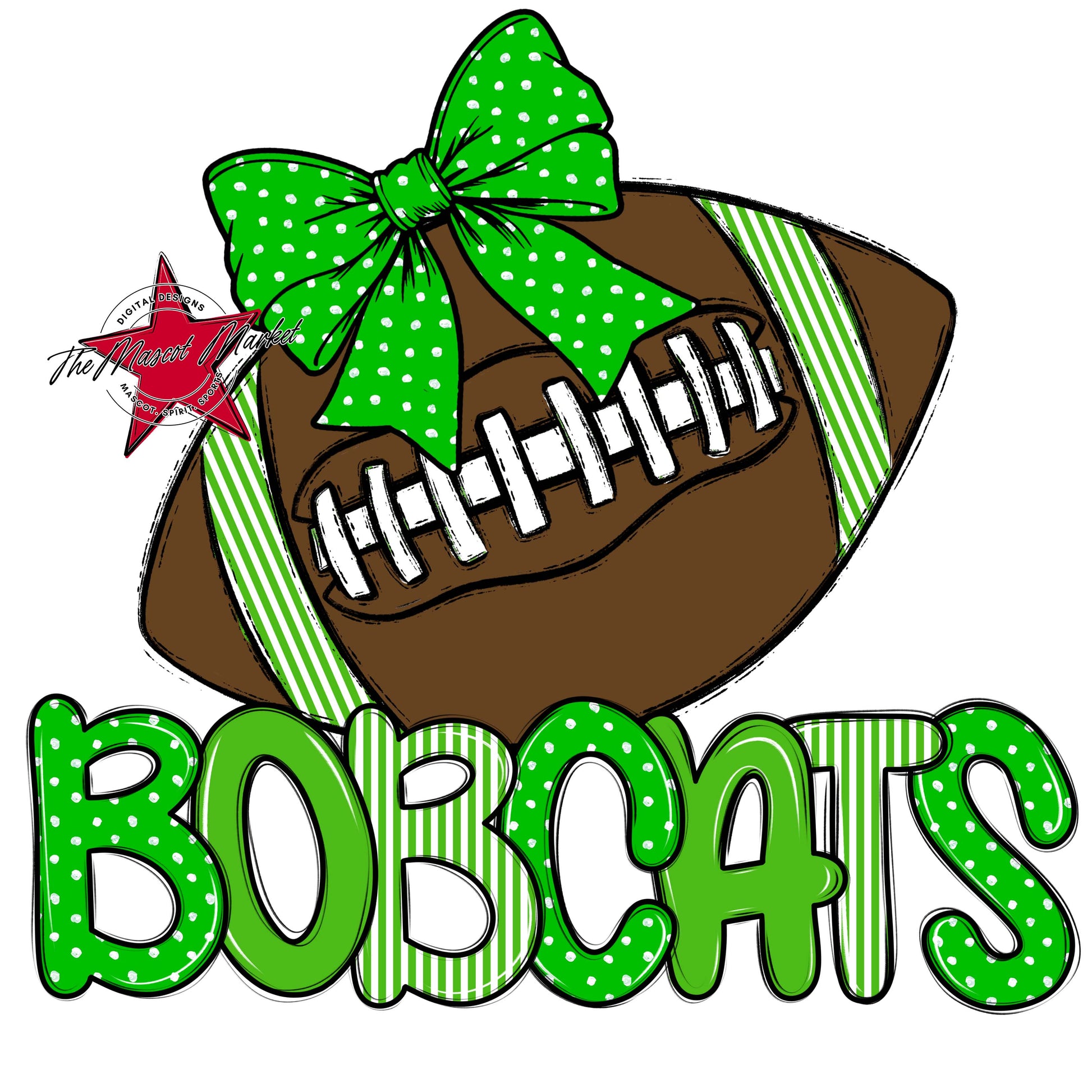 Bobcats Football Spirit Design-Bright Green