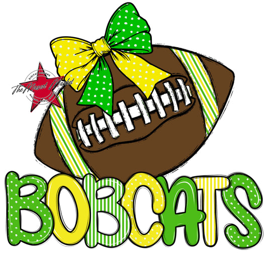 Bobcats Football Spirit Design-Bright Green & Bright Yellow