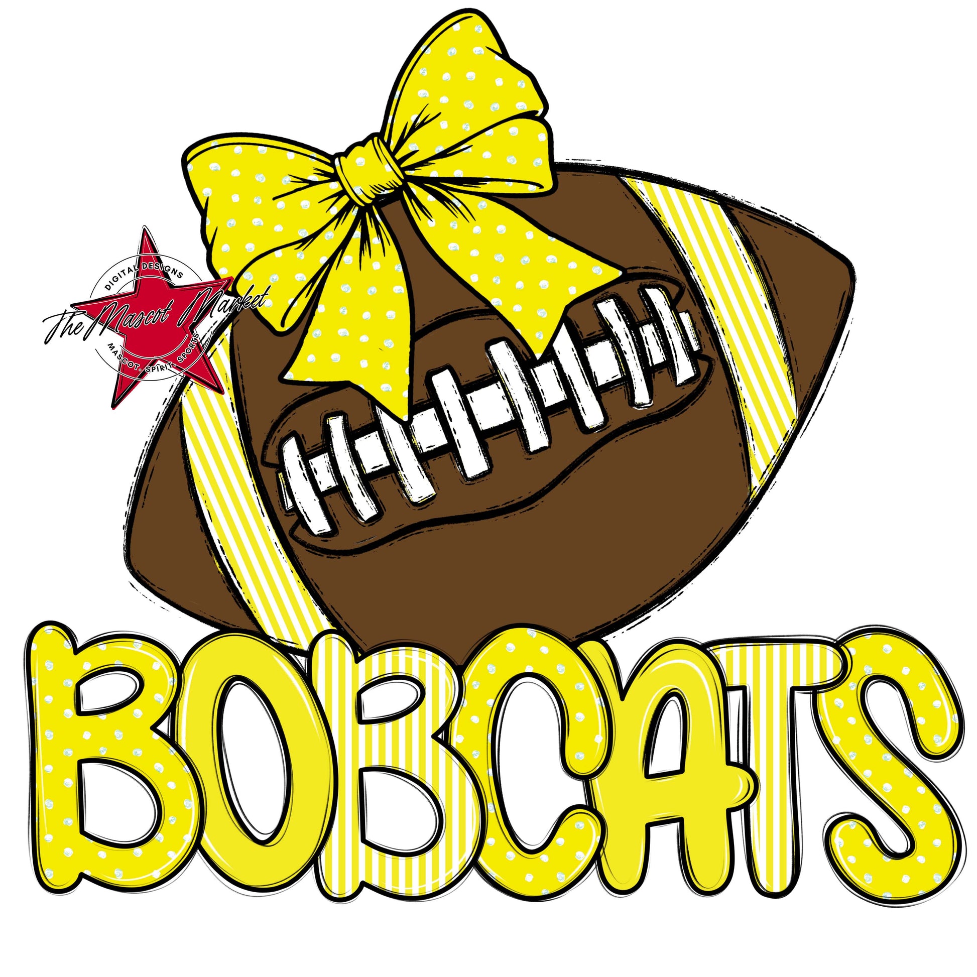Bobcats Football Spirit Design-Bright Yellow